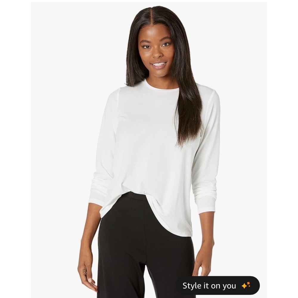 Eileen Fisher Womens Crewneck Long Sleeve Top Small